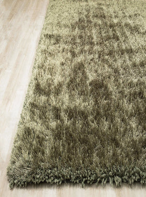 Alma Afro Shag Plain Sage Green Rug