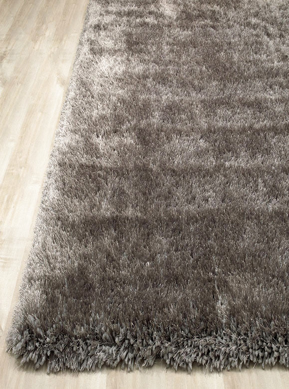 Alma Afro Shag Plain Silver Rug