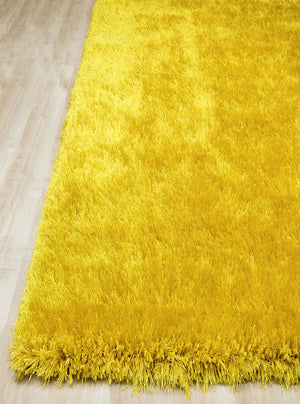 Alma Afro Shag Plain Yellow Rug