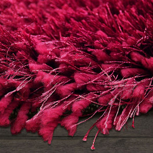 Alma Afro Shag Solid Burgundy Rug