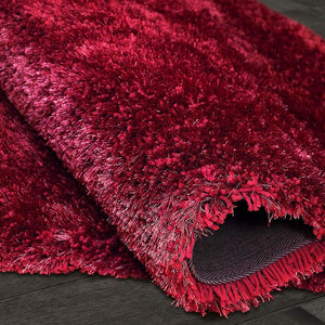 Alma Afro Shag Solid Burgundy Rug