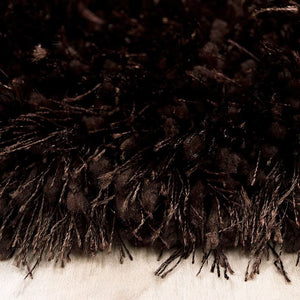 Alma Afro Shag Plain Dark Brown Rug