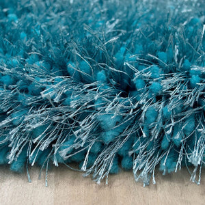 Alma Afro Shag Plain Light Blue Rug