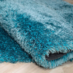 Alma Afro Shag Plain Light Blue Rug