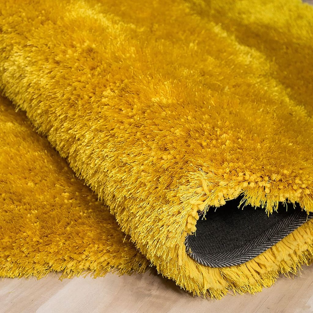 Alma Afro Shag Plain Yellow Rug