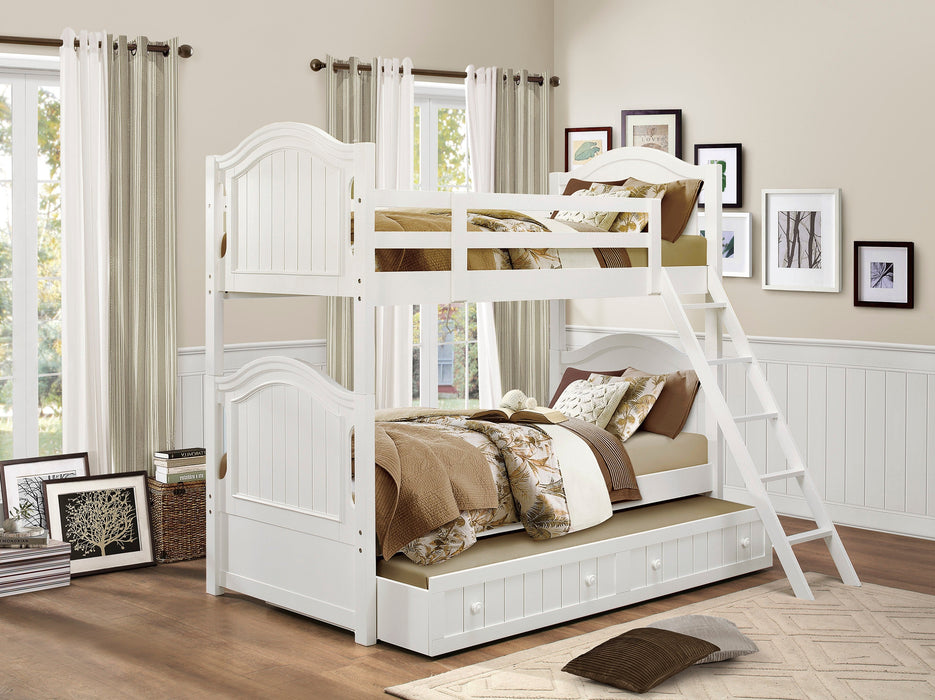 Clementine White Twin/Twin Bunk Bed with Twin Trundle