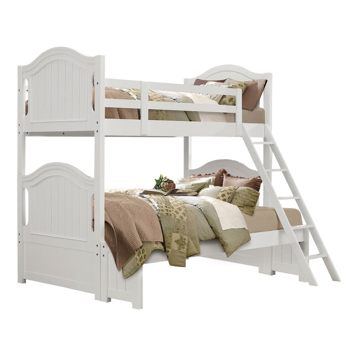 Clementine White Twin/Full Bunk Bed with Twin Trundle