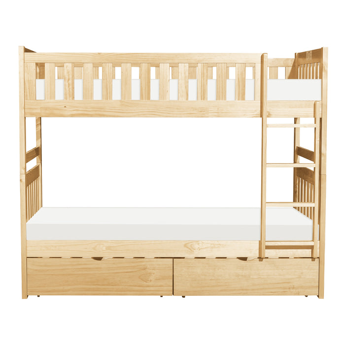 Bartly Pine Twin/Twin Bunk Bed with Storage Boxes