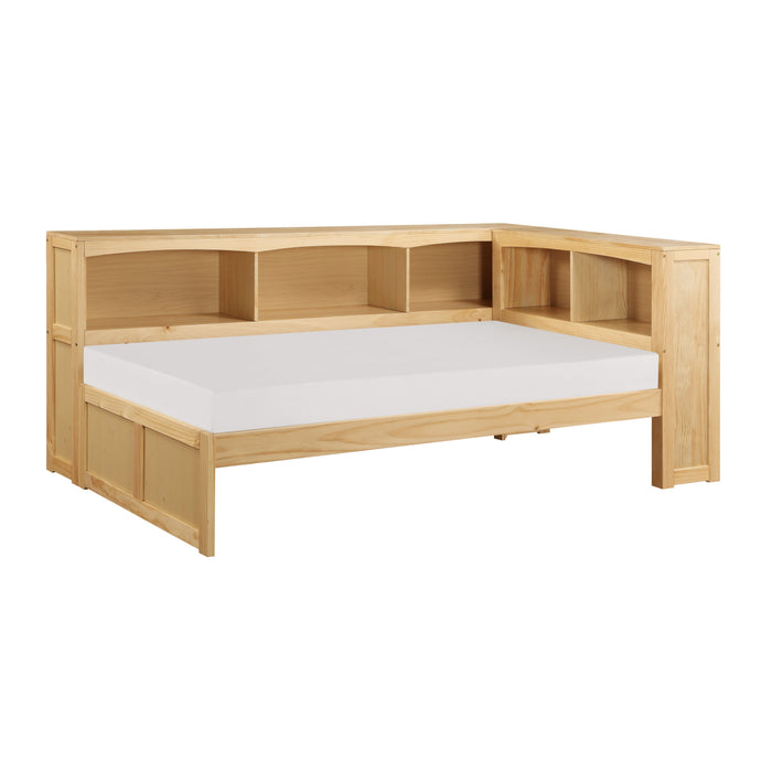 Bartly Pine Twin Bookcase Corner Bed