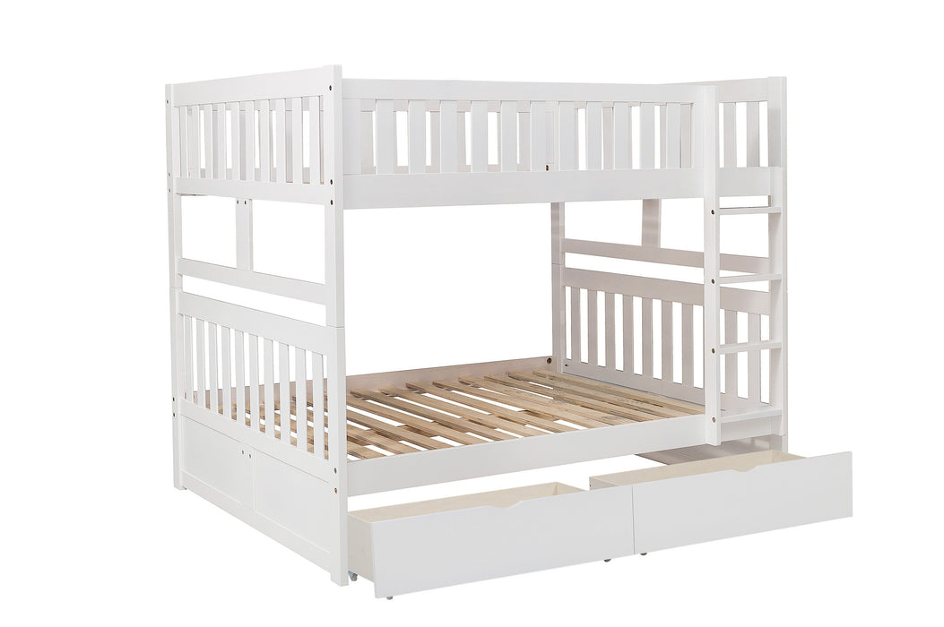 Galen White Full/Full Bunk Bed with Storage Boxes