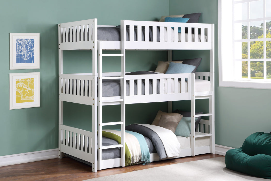 Galen White Twin Triple Bunk Bed