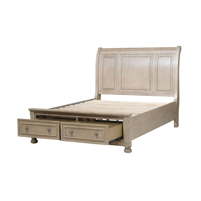 Bethel Wire Brushed Gray Queen Sleigh Storage Platform Bed