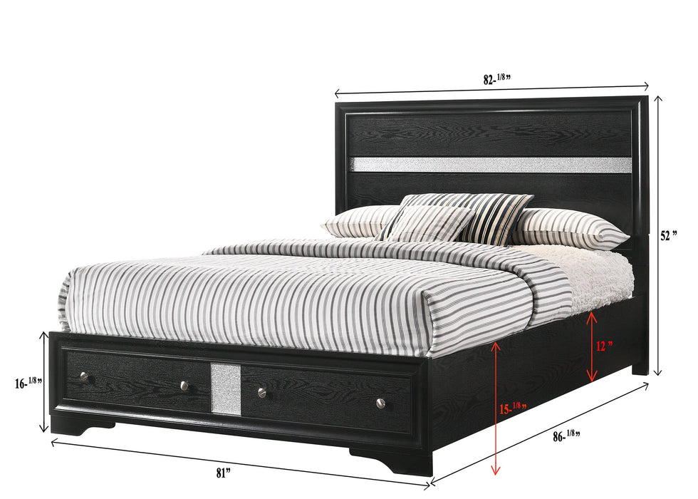 Regata Black/Silver King Storage Platform Bed