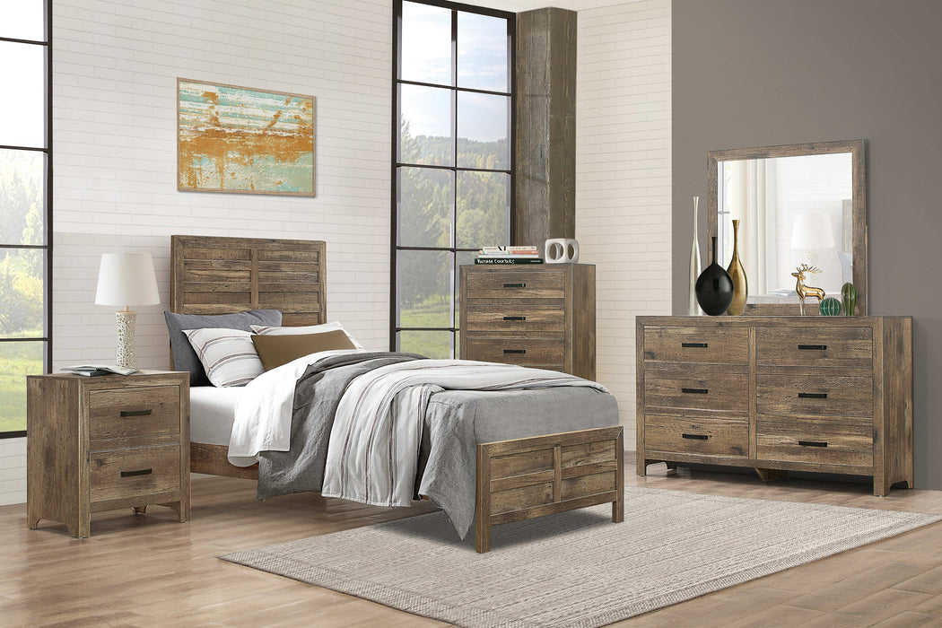 Mandan Weathered Pine Twin Panel Bed