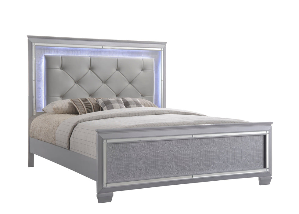 Lillian Silver King LED Upholestered Bed