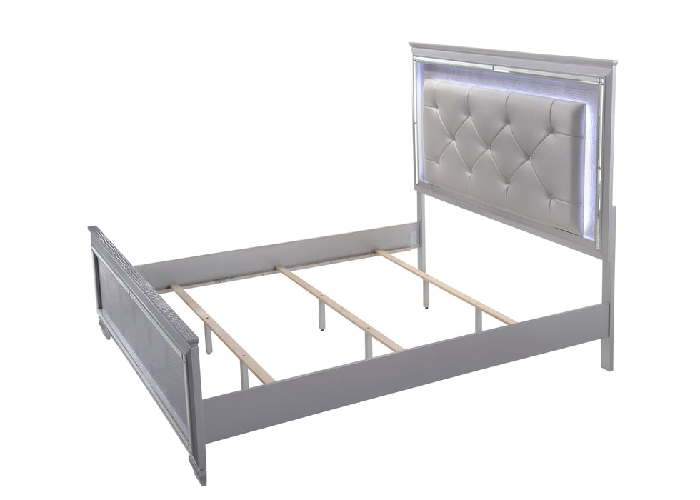 Lillian Silver LED Upholestered Bedroom Set