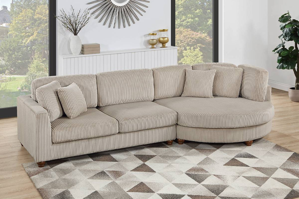 Sectional Sofa with 4 Accent Pillows - Camel