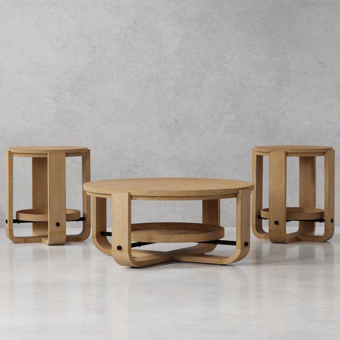 Modern Furniture - Escape 3 Piece Occasional Table Set in Glazed Natural Oak - ESC-3PC-01-02