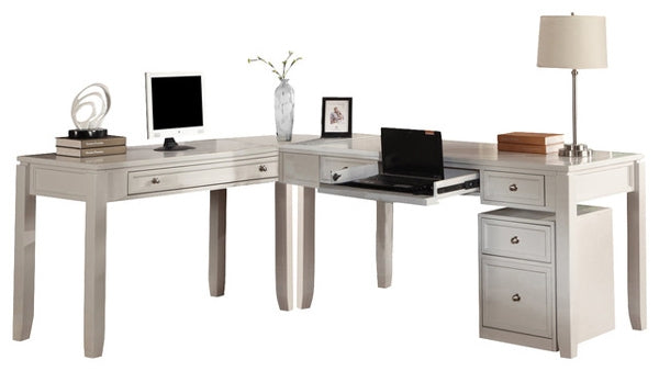 Modern Furniture - Boca 4-Piece Writing Desk, Cottage White - BOC#357D-347D-370-375