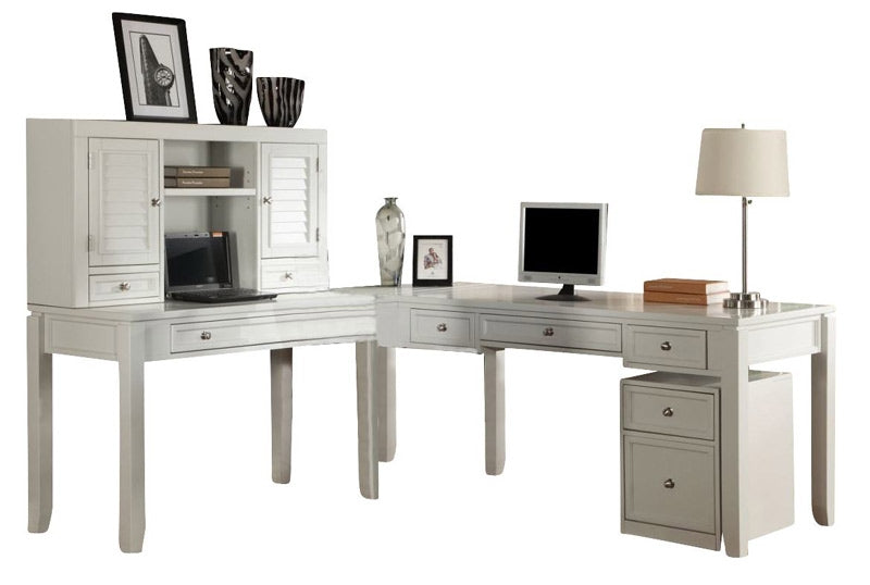 Modern Furniture - Boca 5-Piece Writing Desk, Cottage White - BOC#357D-347D-347H-370-375