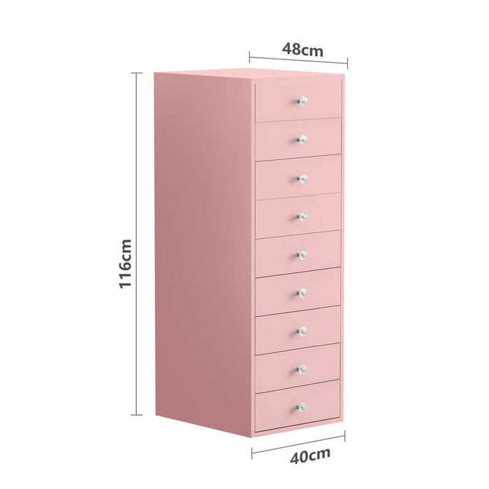 VANITII 9-Drawer Makeup Vanity Storage Unit-Pink