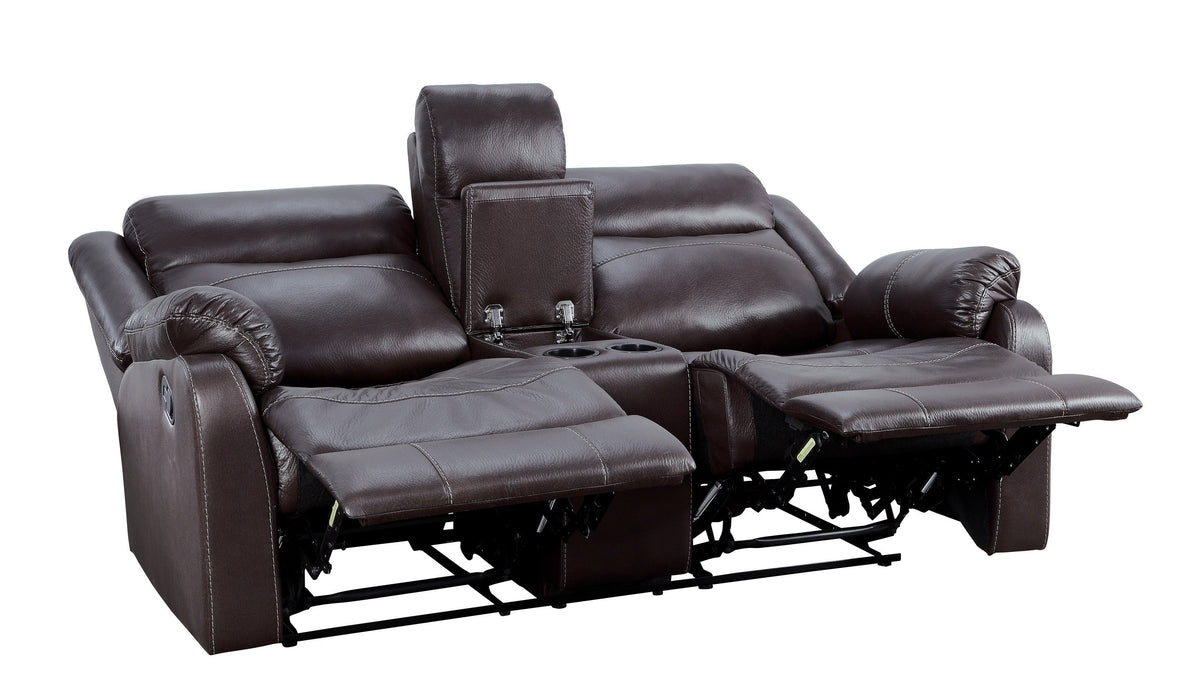 Yerba Brown Microfiber Double Lay Flat Reclining Loveseat