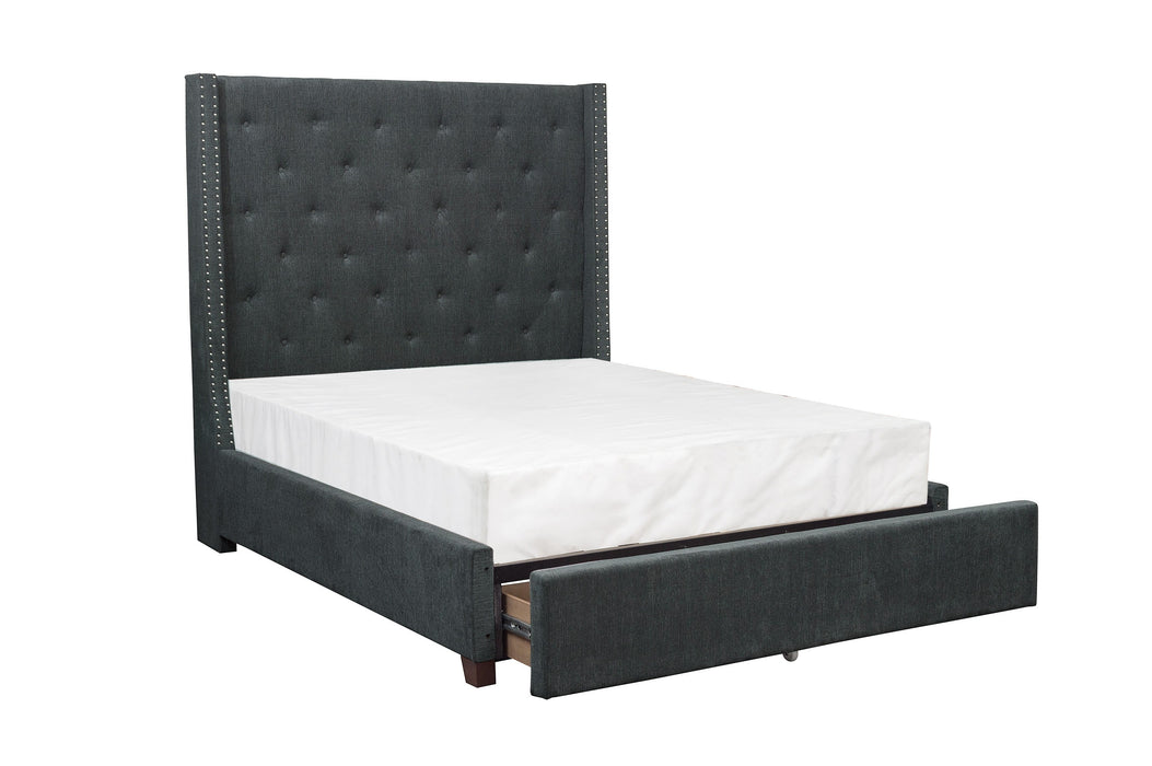 Fairborn Gray Queen Upholstered Storage Platform Bed