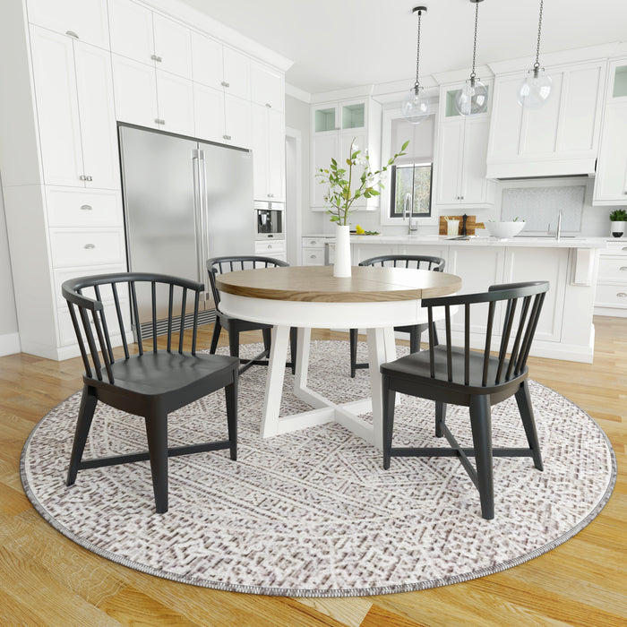 Modern Furniture - Americana Modern 5 Piece Round Dining Table Set in Cotton - DAME-5PC-48RND-2118