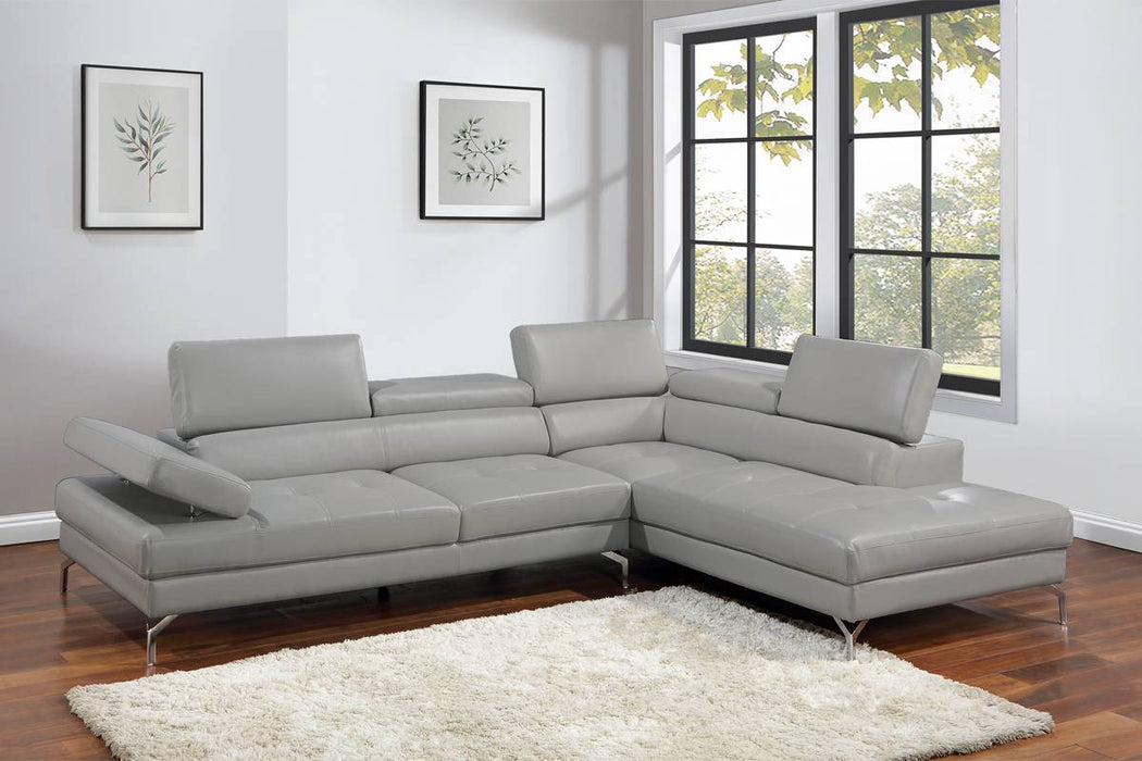 Left Facing Sofa, Right Facing Chaise Sectional Set - Light Gray