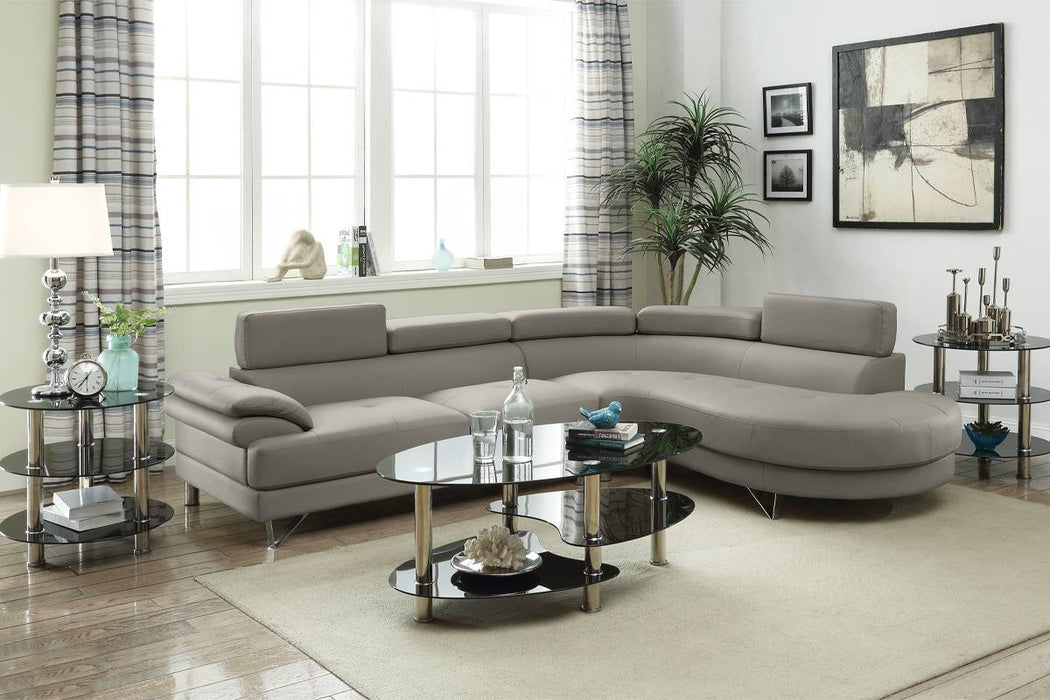 Left Facing Sofa, Right Facing Chaise Sectional Set - Light Grey