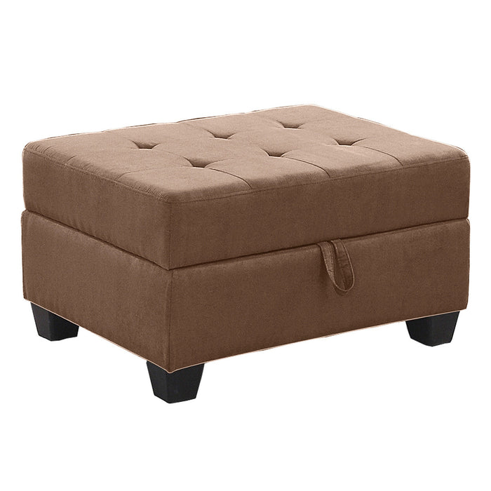 Heights Chocolate Brown  Reversible Sectional with Storage Ottoman