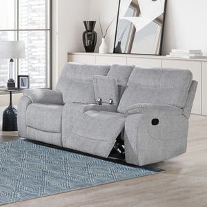 Chablis - Reclining Console Loveseat - Mist Gray