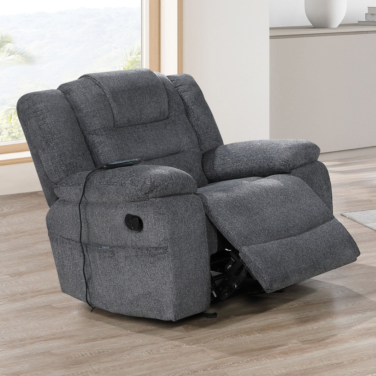 Redondo - Glider Recliner With Heat And Massage - Dark Gray