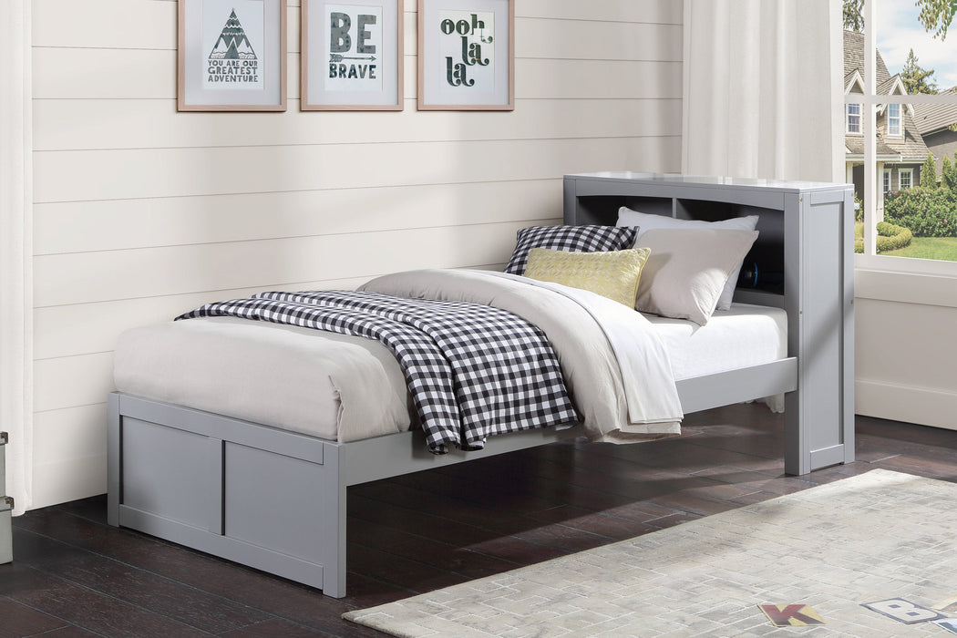 Orion Gray Twin Bookcase Bed