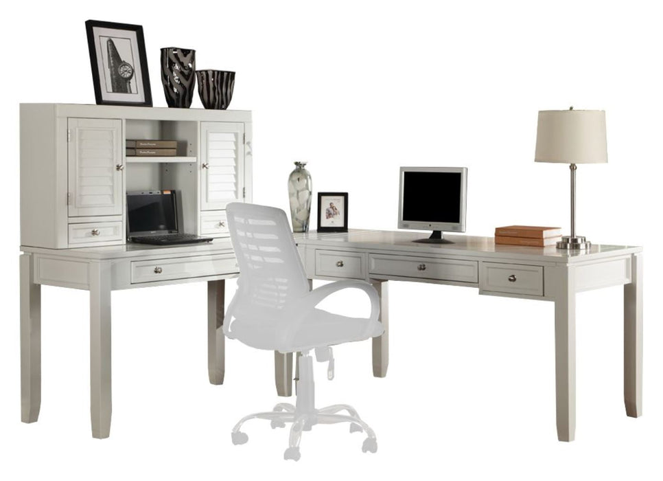 Modern Furniture - Boca 4 Piece L Shape Desk with Hutch in Cottage White - BOC-4PC-LDESK-HUTCH