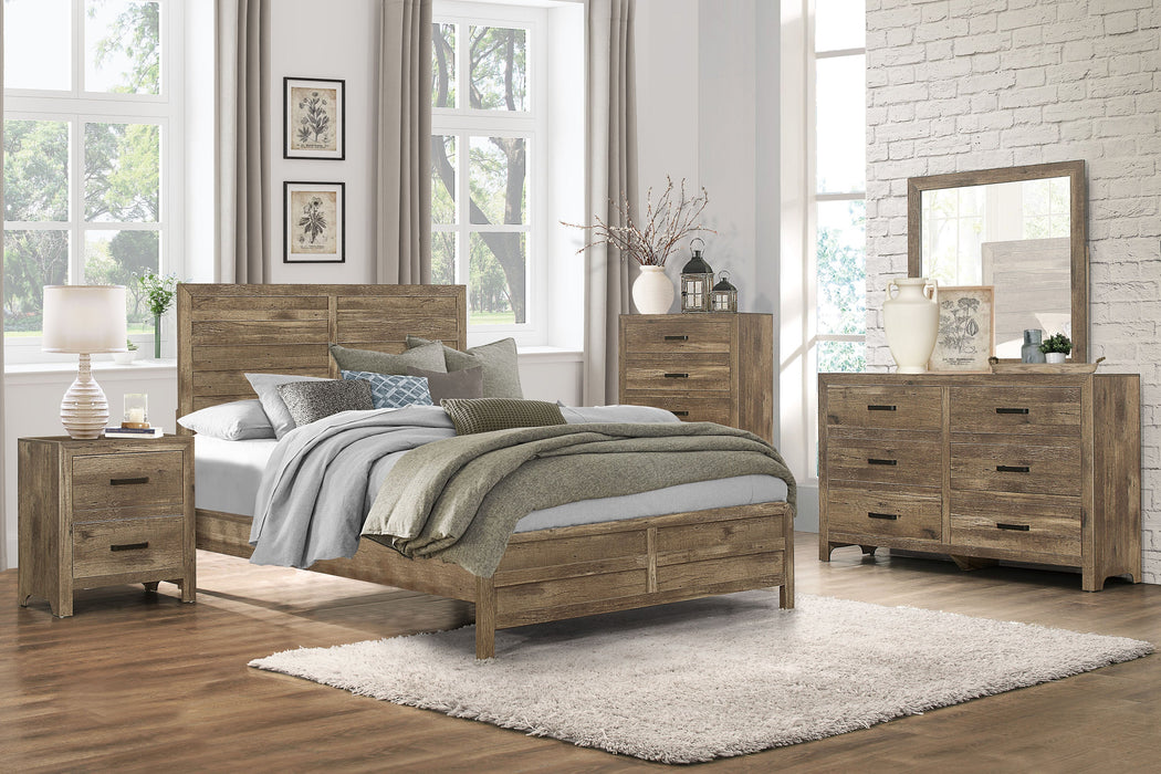 Mandan Weathered Pine Full Panel Bed