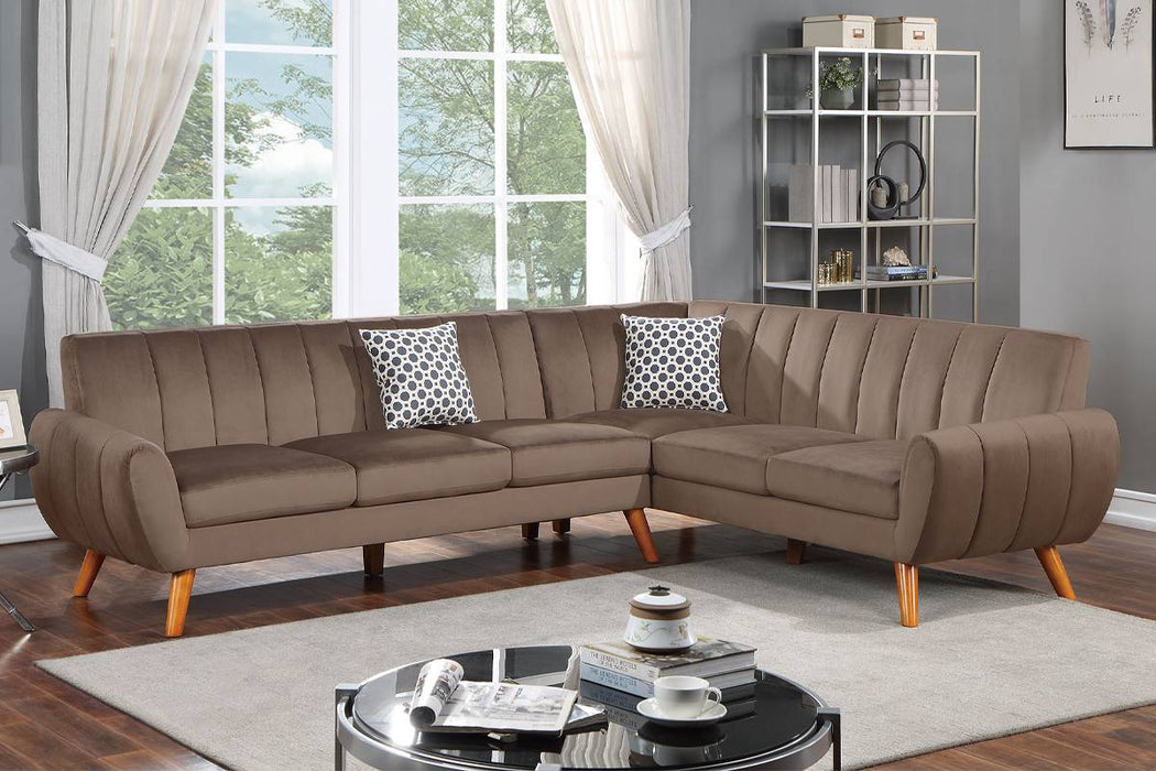 2-Piece Sectional with Accent Pillows - Light Brown