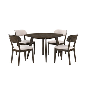 Rex - 48' Round Dining Table & 4 Open Back Chairs - Dark Brown