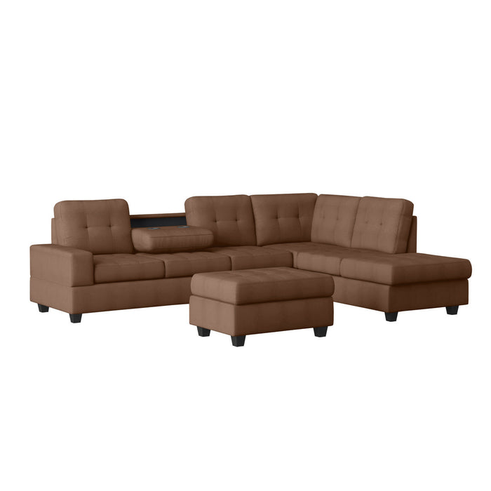 Heights Chocolate Brown  Reversible Sectional with Storage Ottoman