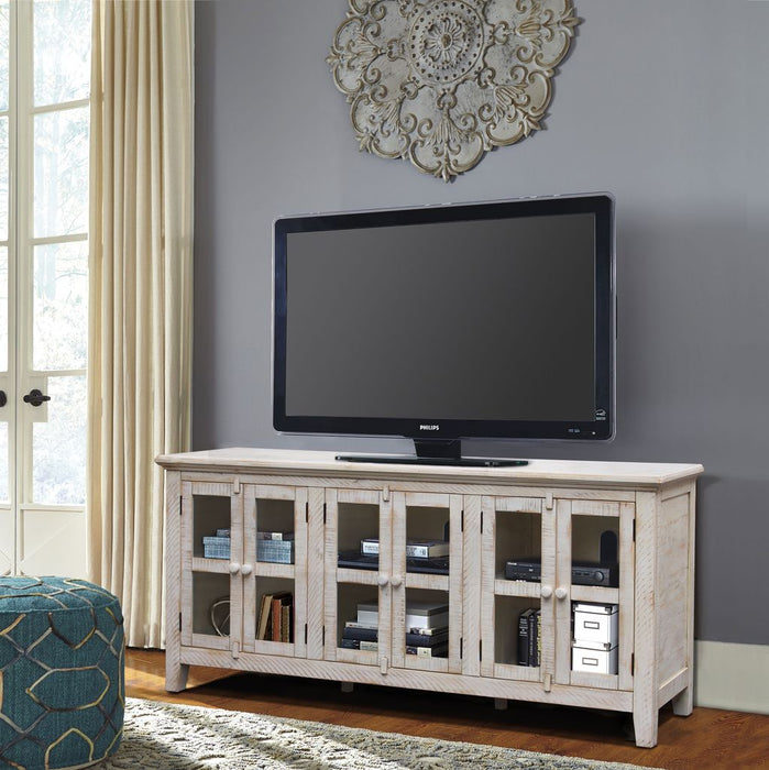 Vilo Home Sarasota 70' Solid Wood White TV Stand with Distressed Design