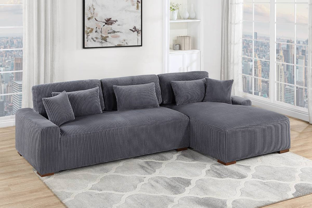 Sectional Sofa with 5 Accent Pillows - Dark Gray