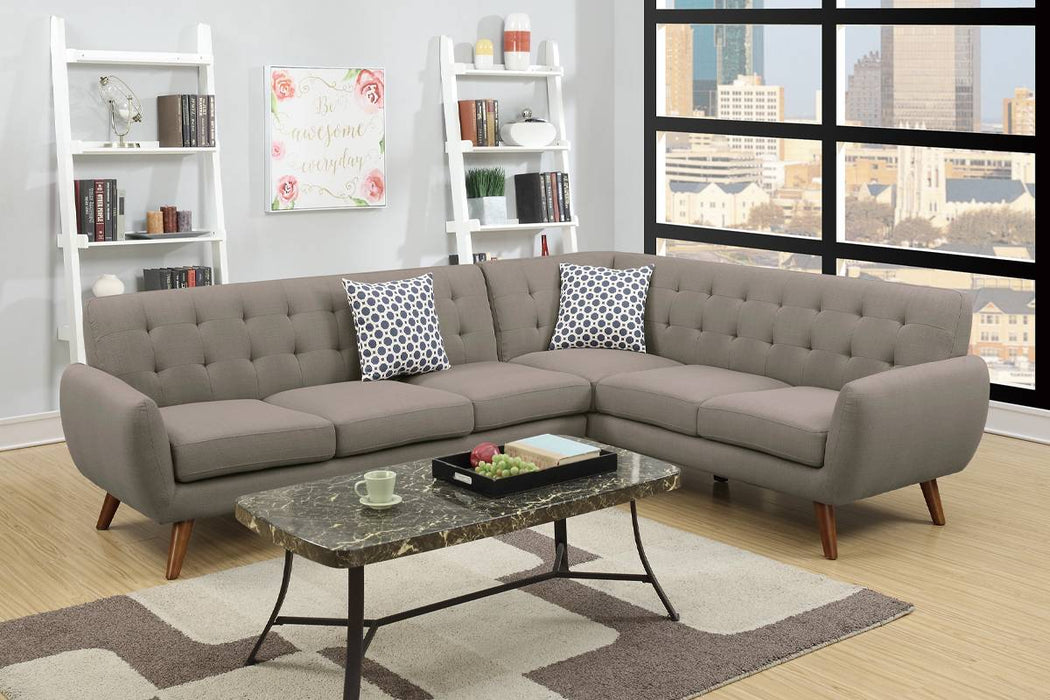 Left Facing Sofa, Right Facing Loveseat Wedge Sectional Set - Grey