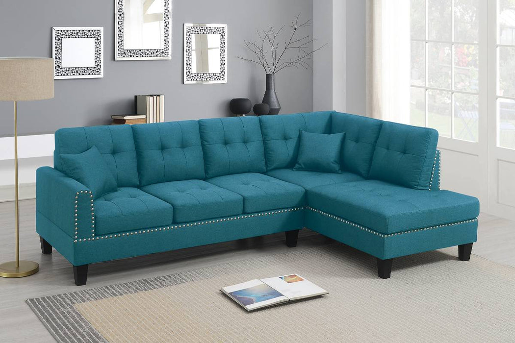 2-Piece Sectional with Accent Pillows - Azure