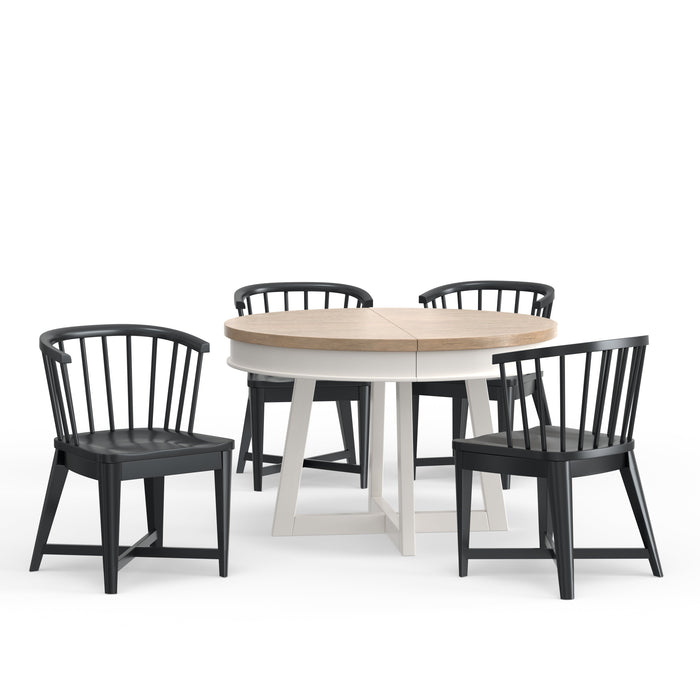 Modern Furniture - Americana Modern 5 Piece Round Dining Table Set in Cotton - DAME-5PC-48RND-2118