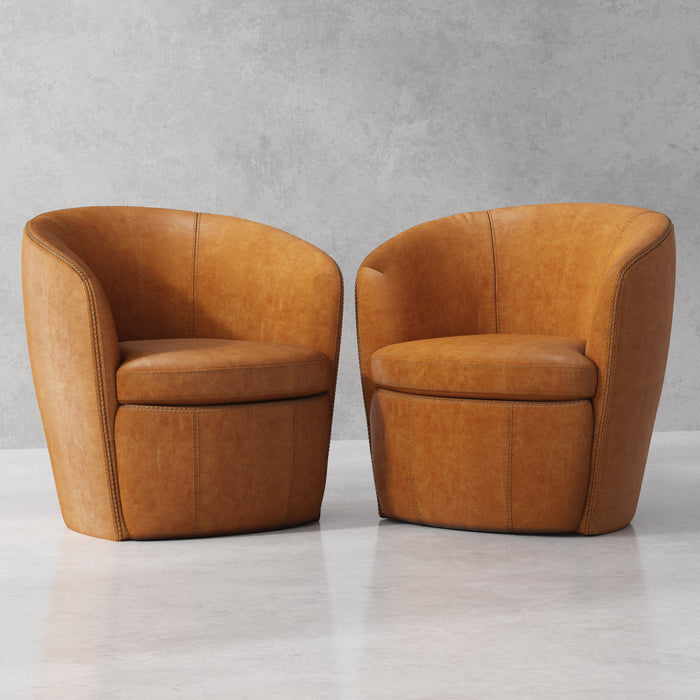 Modern Living - Barolo Swivel Club Chair in Vintage Saddle (Set of 2) - SBAR#912S-2-VGSA