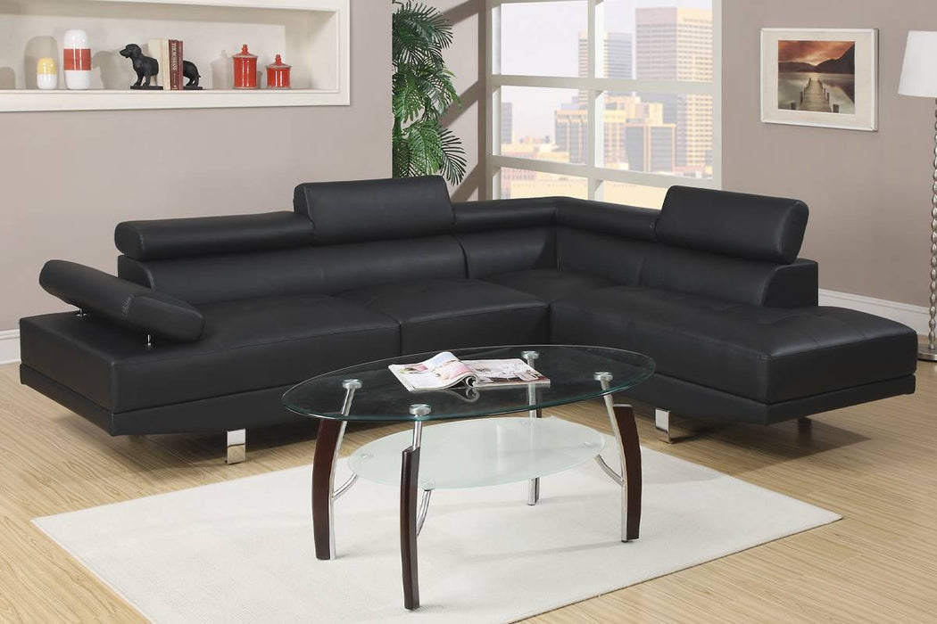 Left Facing Sofa, Right Facing Chaise Sectional Set - Black