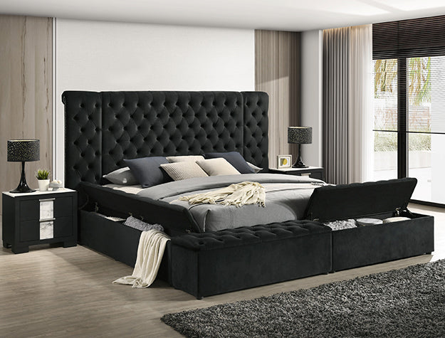 Liliana King Black Panel Bed