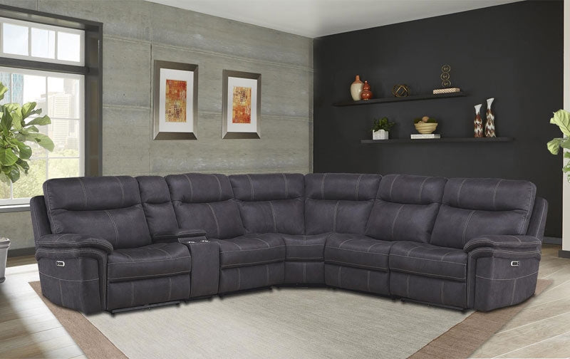 Modern Living - Major Charcoal Modular 6 Piece Sectional with Power Headrest and USB (3 Recliners) - MMA-PACKA(H)-CHA