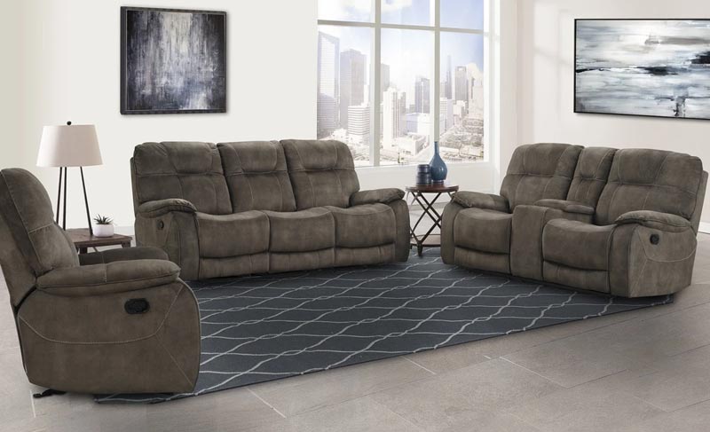 Modern Living - Cooper 3 Piece Reclining Living Room Set in Shadow Brown - MCOO-321-SBR-3SET