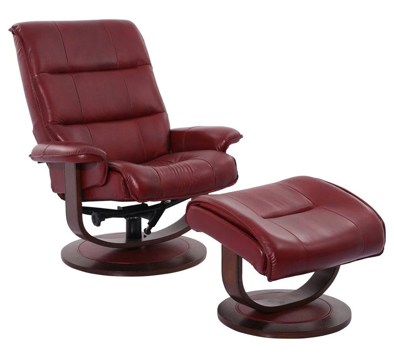 Modern Living - Knight Manual Reclining Swivel Chair and Ottoman in Rouge - MKNI#212S-ROU